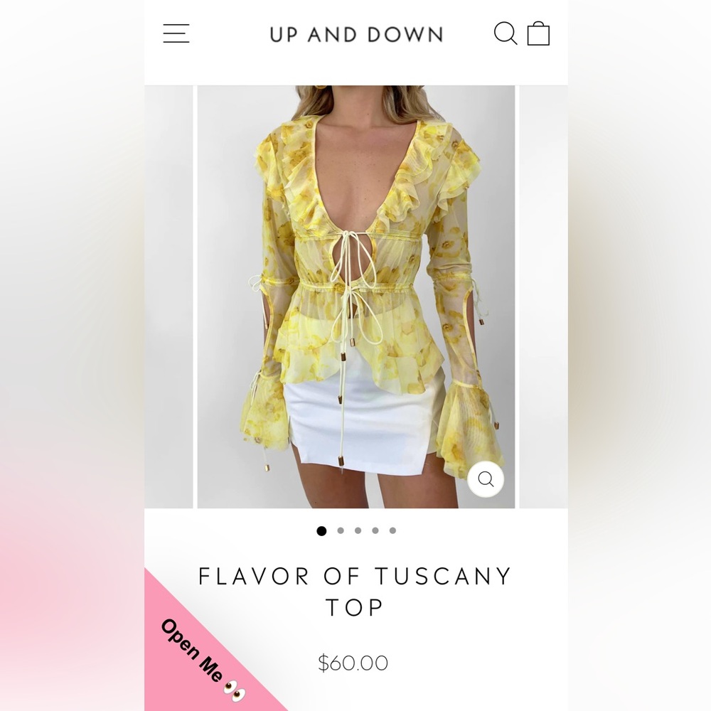 Up And Down - Flavor of Tuscany Sheer, Yellow Blouse